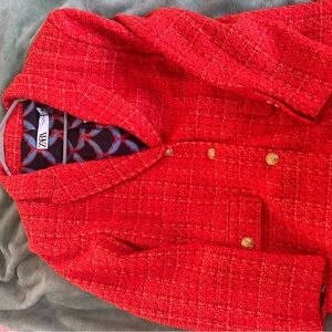 Zara Blazer - red textured